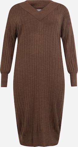 ONLY Carmakoma Knitted dress 'New Tessa' in Brown: front