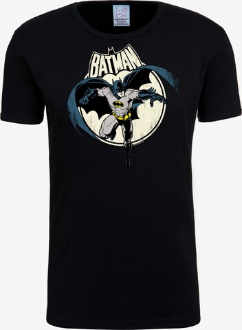 LOGOSHIRT Shirt 'Batman - Fullmoon' in Zwart: voorkant