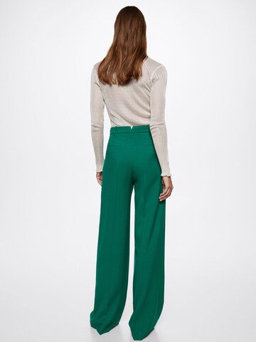 MANGO Wide leg Bandplooibroek 'Peter' in Groen