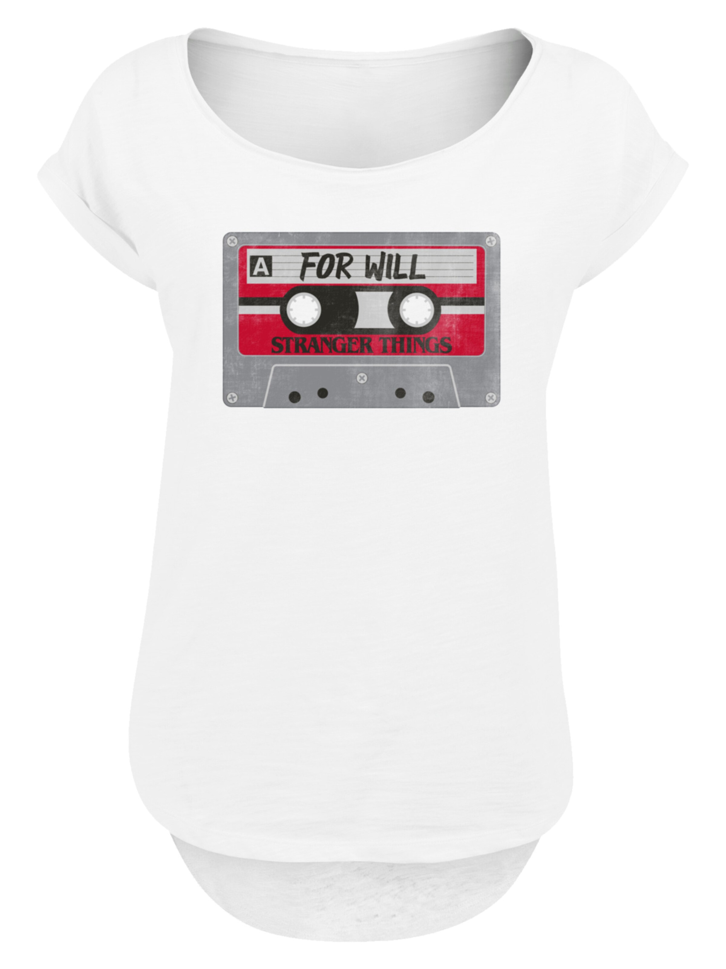 F4NT4STIC Shirt 'Stranger Things Cassette For Will Netflix TV Series' in Wit: voorkant
