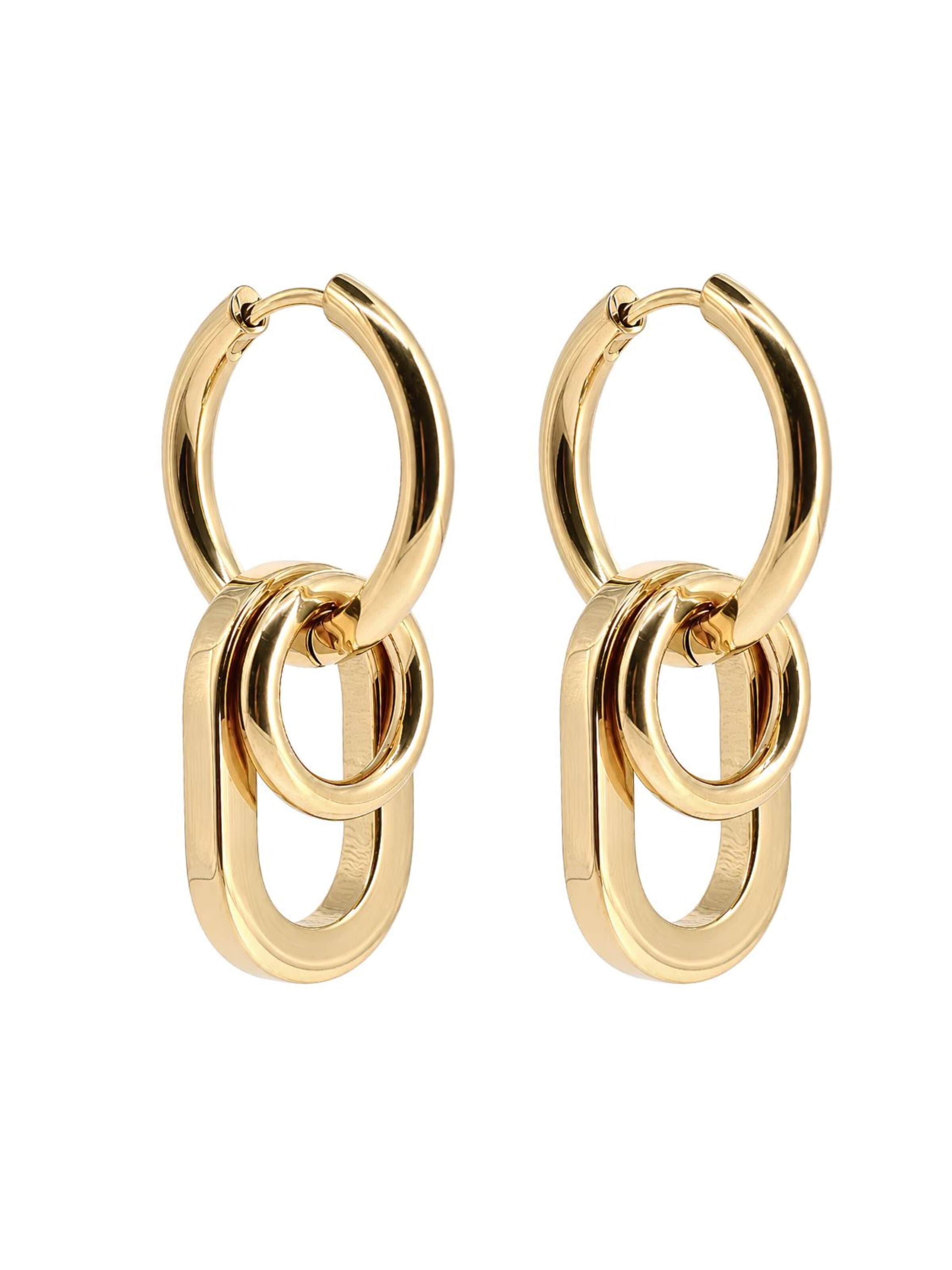 Fräulein Wunder - Pendientes 'Triple' en oro: frente