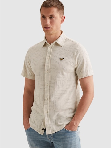 PME Legend Skjorte 'Shirt with allover print and short sleeves' i hvid: forside