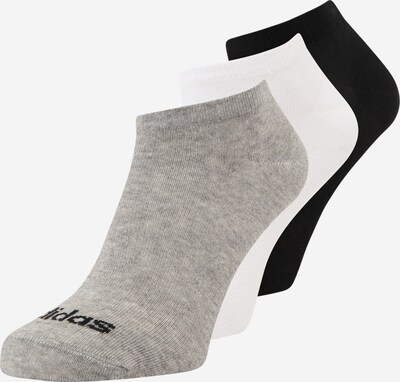 ADIDAS SPORTSWEAR Chaussettes de sport 'Thin Linear' en gris chiné / noir / blanc, Vue avec produit