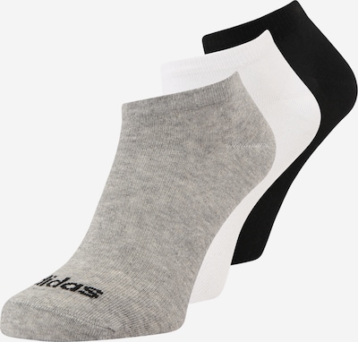 ADIDAS SPORTSWEAR Αθλητικές κάλτσες 'Thin Linear -cut 3 Pairs' σε γκρι μελανζέ / μαύρο / λευκό, Άποψη προϊόντος