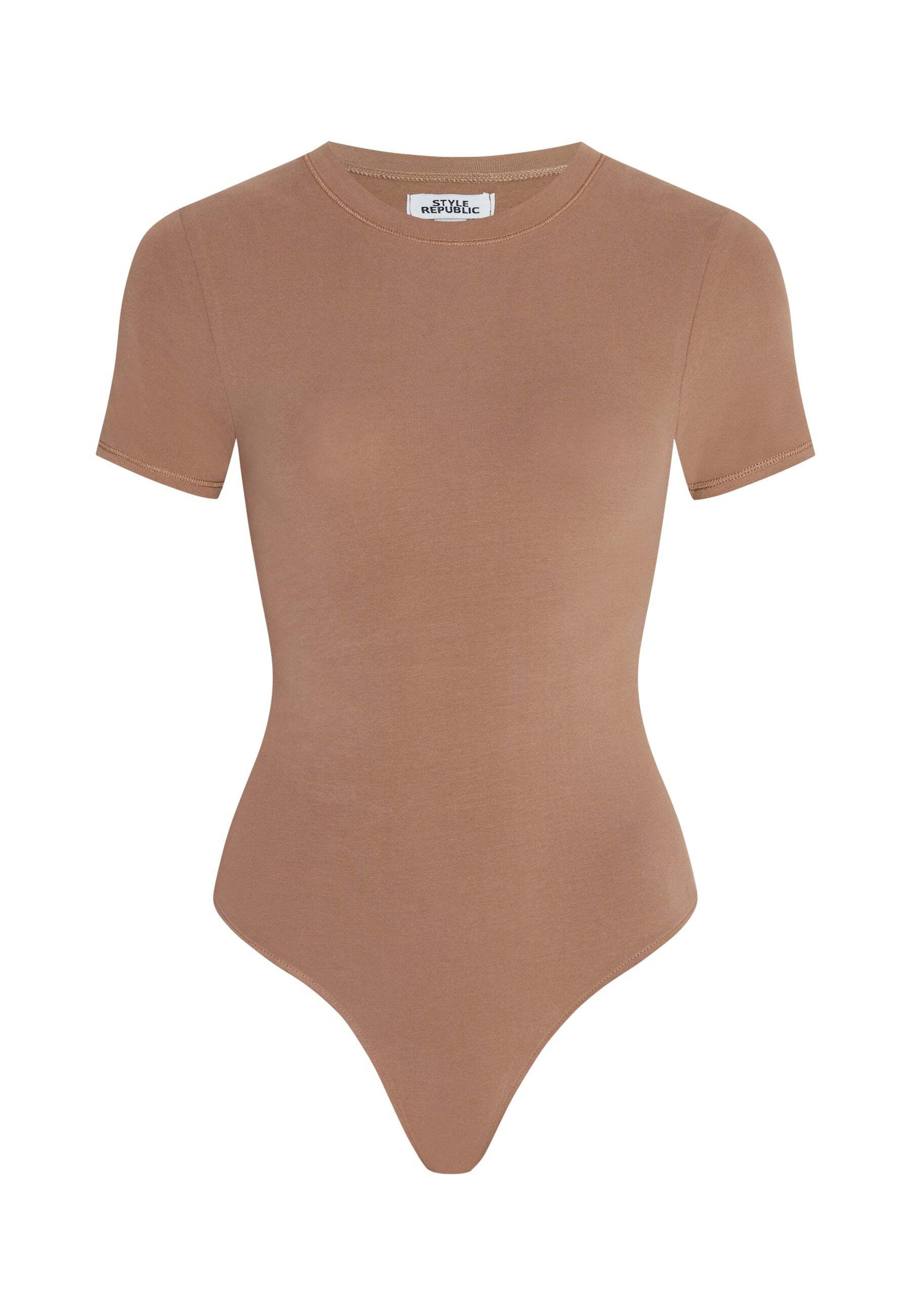 Style Republic Shirt bodysuit in Brown: front