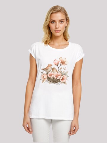 F4NT4STIC Shirt 'Vogelnest Blumen' in Wit: voorkant