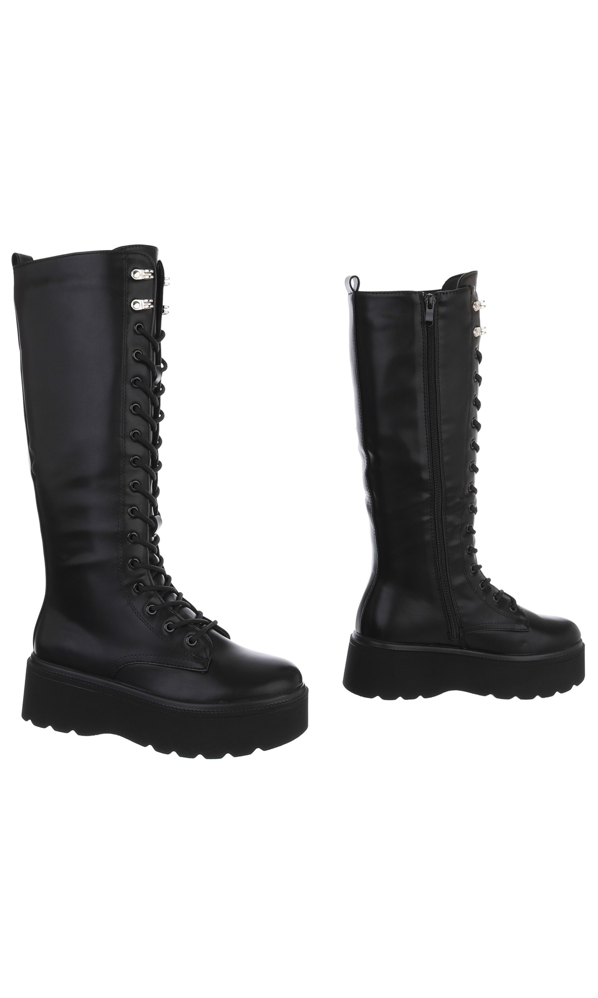 Ital-Design Lace-Up Boots in Black