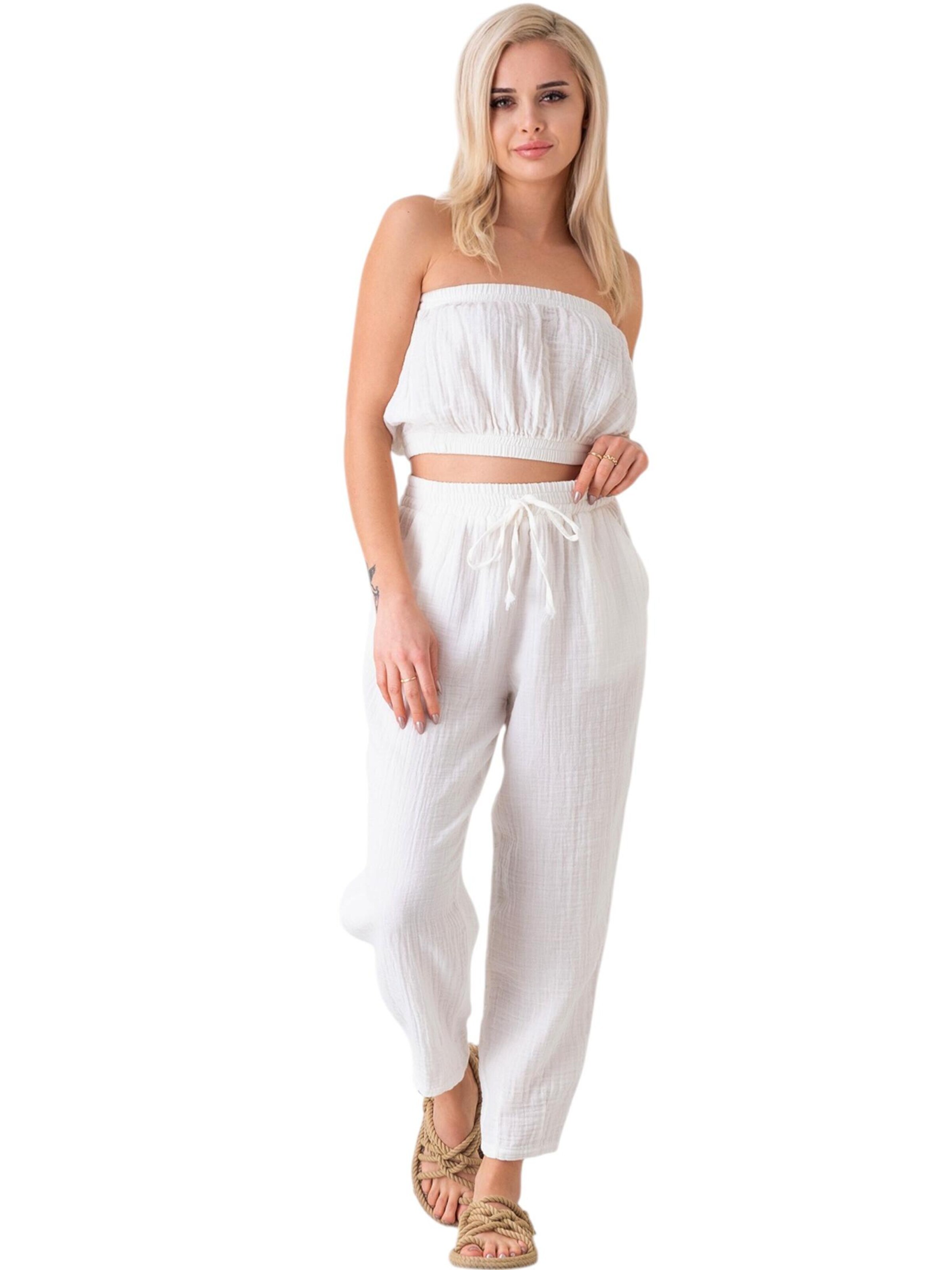 Wide leg Pantaloni 'Eluna' di WENOR in bianco: frontale