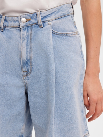 SELECTED FEMME Wide Leg Jeans med lægfolder 'Gry' i blå