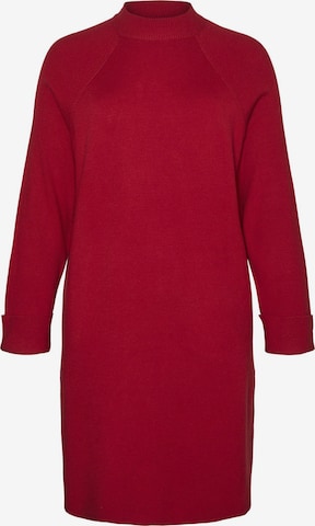 Vero Moda Curve Gebreide jurk 'VMCGold' in Rood: voorkant