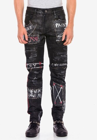 CIPO & BAXX Regular Jeans in Zwart: voorkant