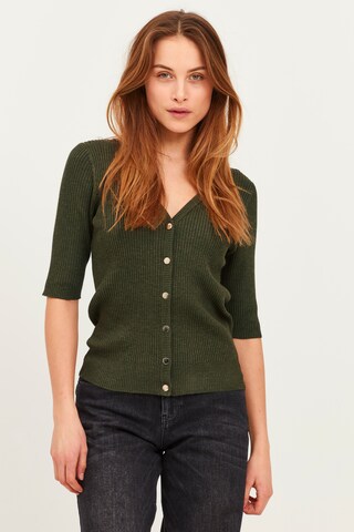 PULZ Jeans Knit Cardigan 'PZSARA' in Green: front