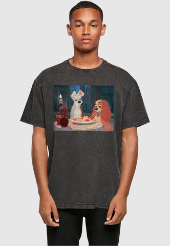 ABSOLUTE CULT Shirt 'Lady And The Tramp - Spaghetti Photo' in Zwart: voorkant