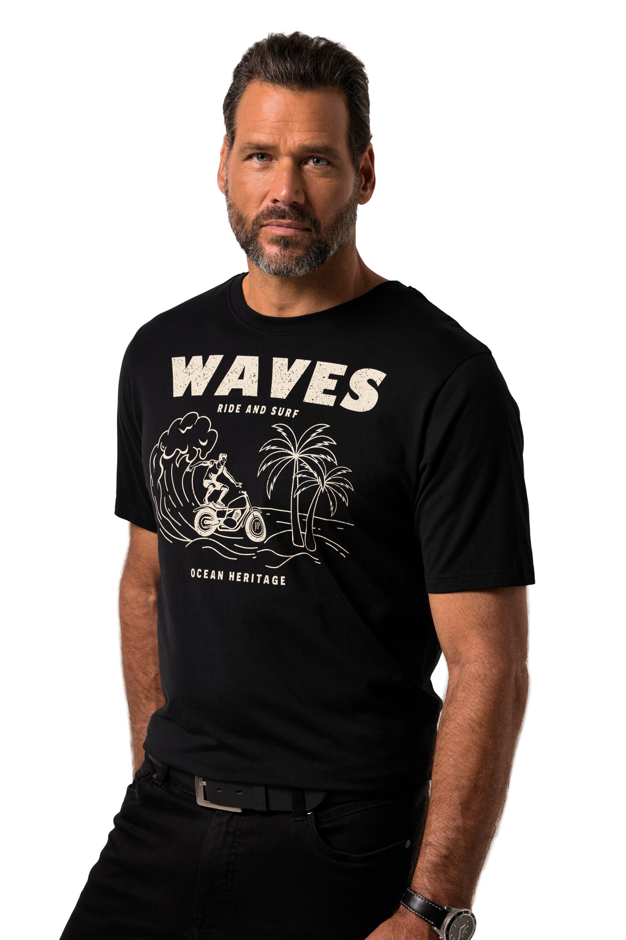 JP1880 T-Shirt in Schwarz: Vorderseite