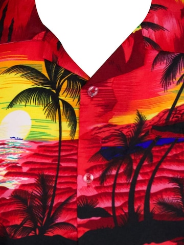 King Kameha Regular fit Button Up Shirt 'Surf' in Red
