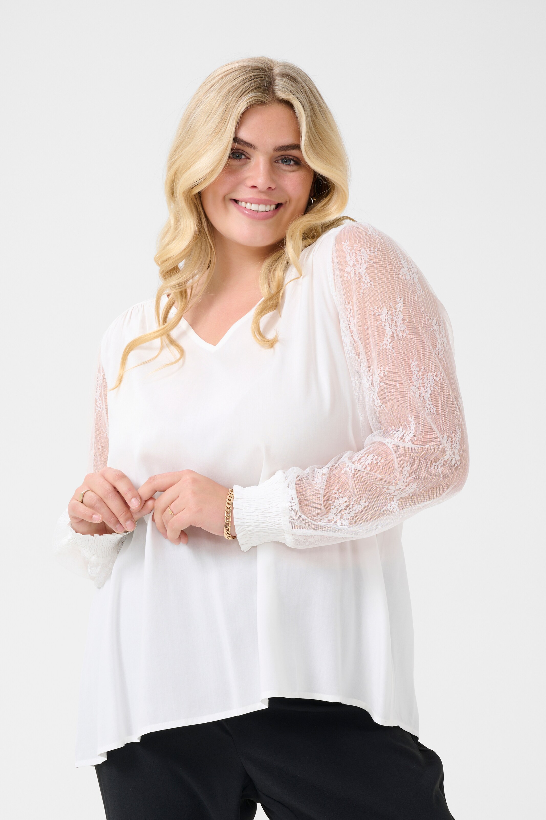 KAFFE CURVE Bluse 'Freya' in Weiß