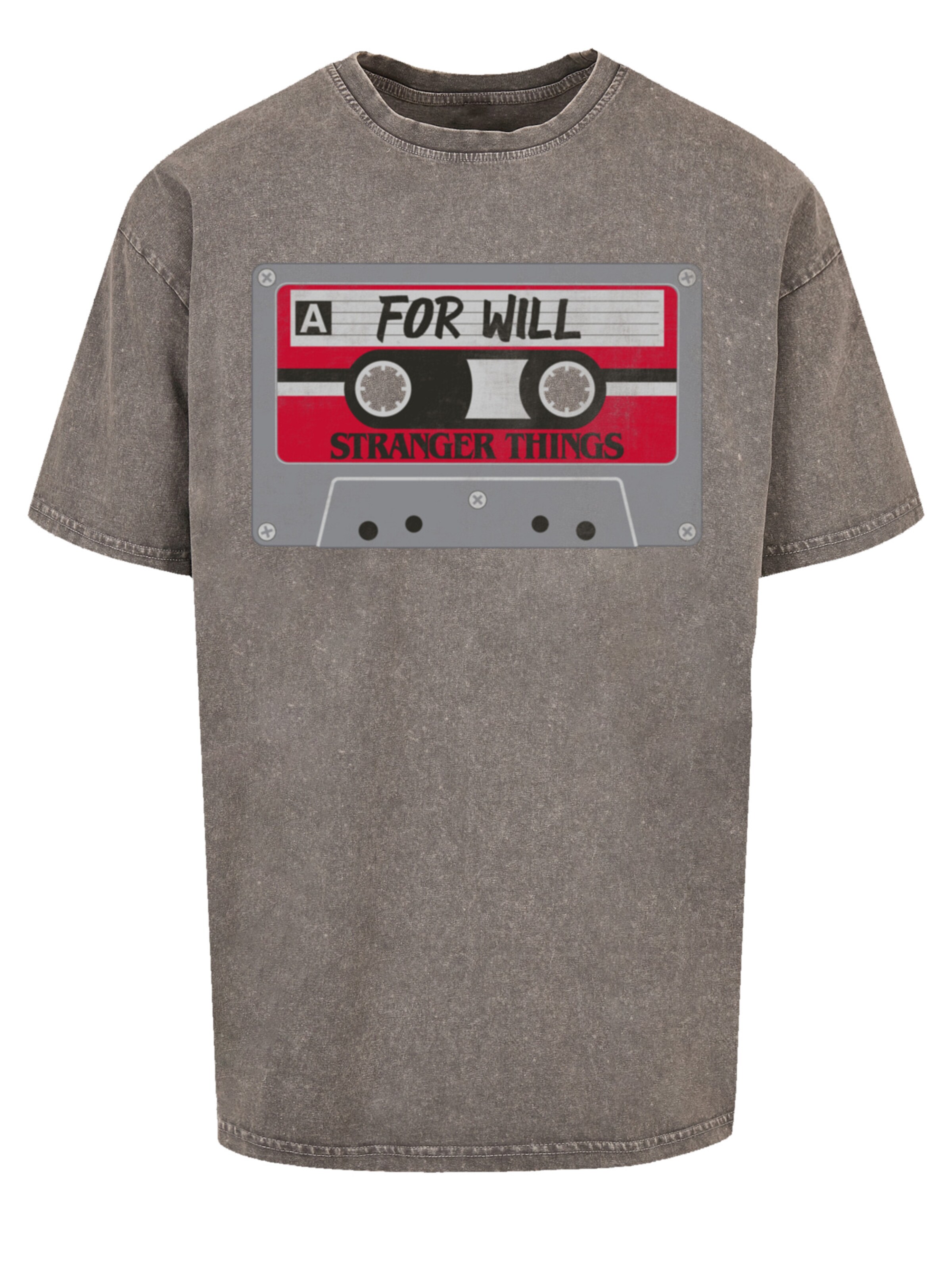F4NT4STIC T-Shirt 'Stranger Things Cassette For Will Netflix TV Series' in Grau: Vorderseite