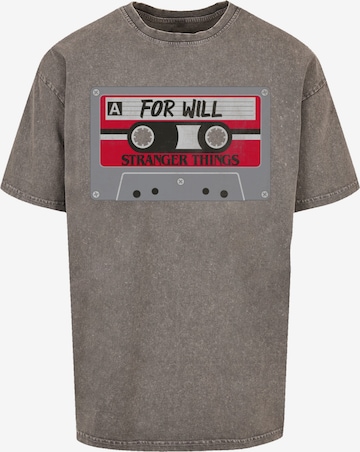 F4NT4STIC T-Shirt 'Stranger Things Cassette For Will Netflix TV Series' in Grau: Vorderseite