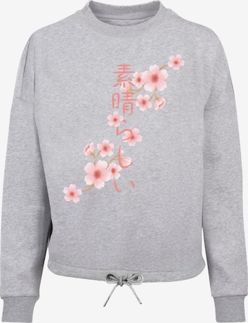 F4NT4STIC Sweatshirt 'Kirschblüten Asien' in Grey: front