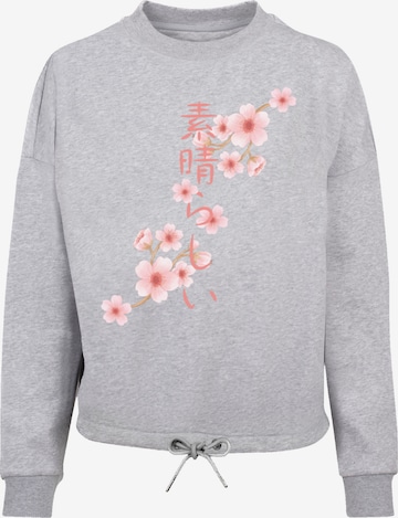 Sweat-shirt 'Kirschblüten Asien' F4NT4STIC en gris : devant