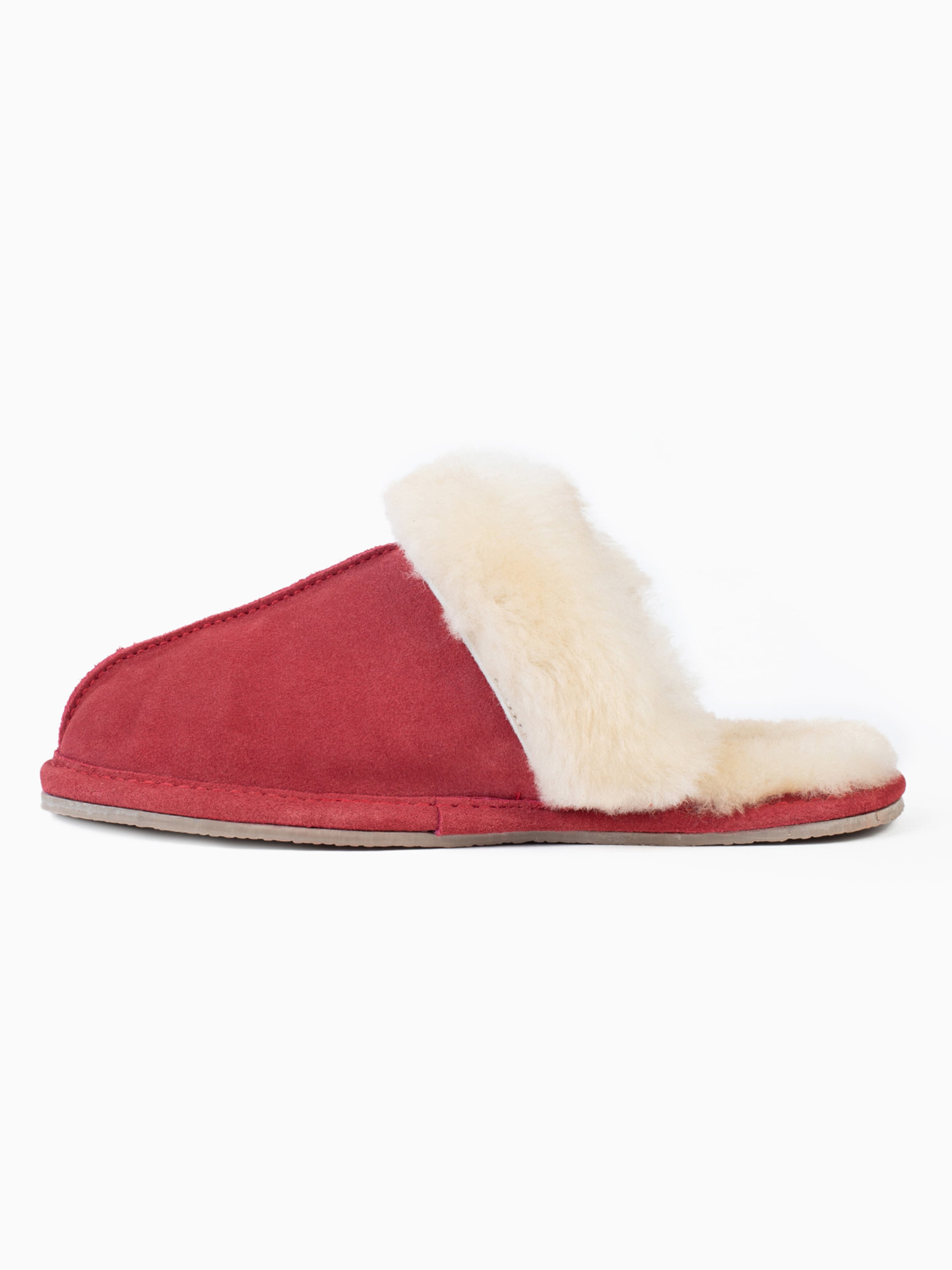 Minnetonka - Pantufa 'Sheepskin Slide' em vermelho