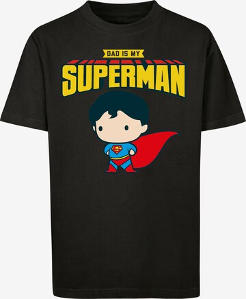 F4NT4STIC Shirt 'DC Comics Superman My Dad Is My Hero' in Zwart: voorkant