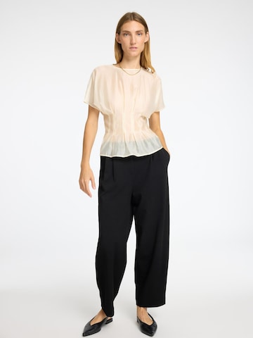 SELECTED Wide leg Bandplooibroek in Zwart