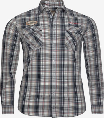 Man's World Hemd in navy / braun / rot / weiß, Produktansicht