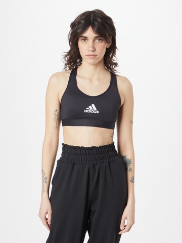 ADIDAS SPORTSWEAR Bralette Sports Bra 'Powerreact Train Medium-Support' in Black: front