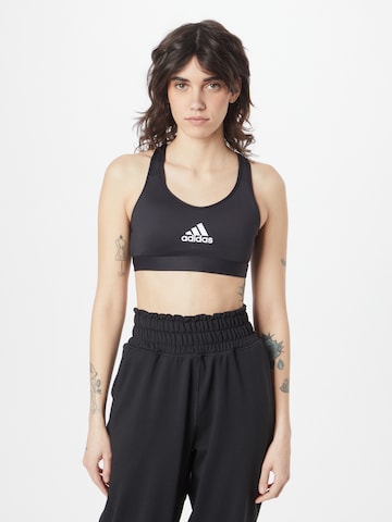 ADIDAS SPORTSWEAR Bustier Športni nederček 'Powerreact Train Medium-Support' | črna barva: sprednja stran