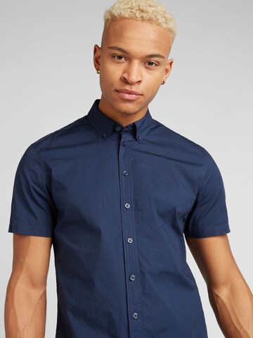 BLEND Slim fit Button Up Shirt in Blue