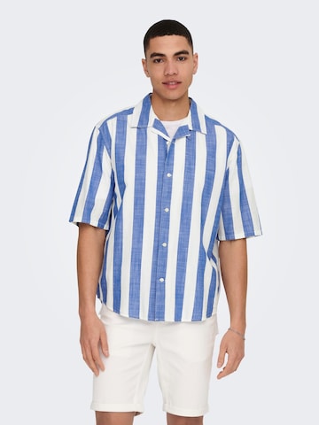Only & Sons Comfort fit Koszula 'Tes' w kolorze niebieski: przód