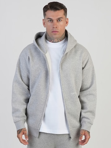 Veste de survêtement SikSilk en gris : devant