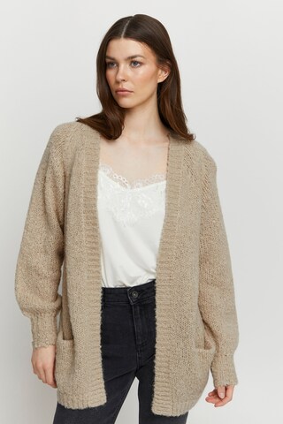 b.young Knit Cardigan in Beige: front