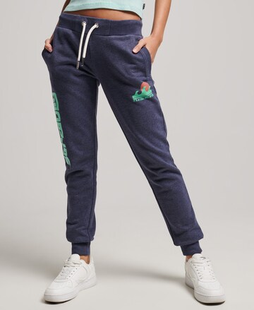 Superdry Tapered Broek 'Cali' in Blauw: voorkant