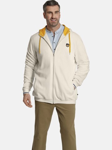 Charles Colby Zip-Up Hoodie in White: front
