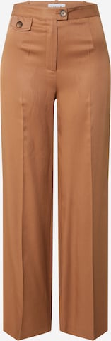 EDITED Wide leg Pants 'April' in Brown: front