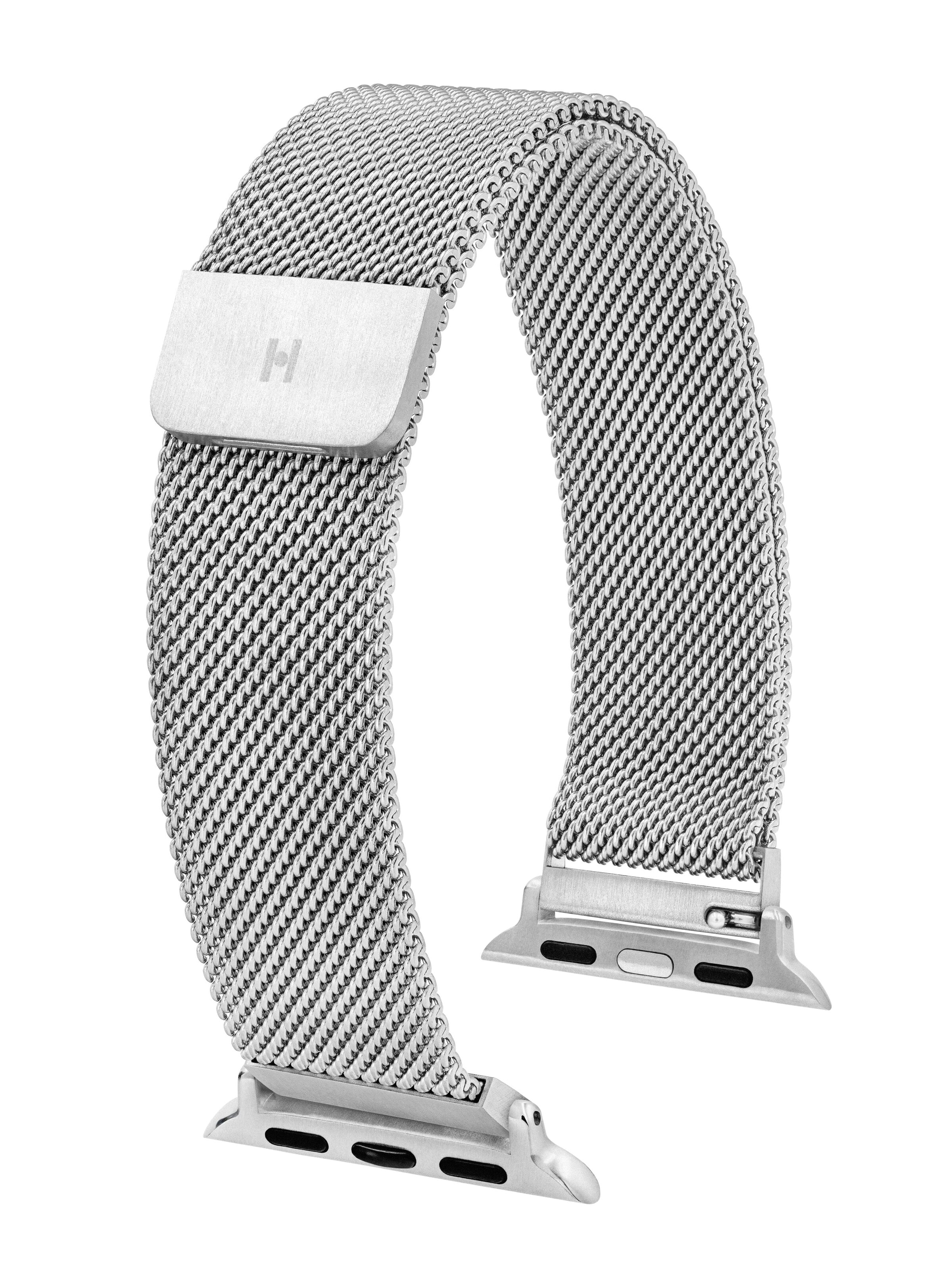 HIRSCH Armbänder - Reloj digital 'Milanaise for Apple Watch' en plata: frente