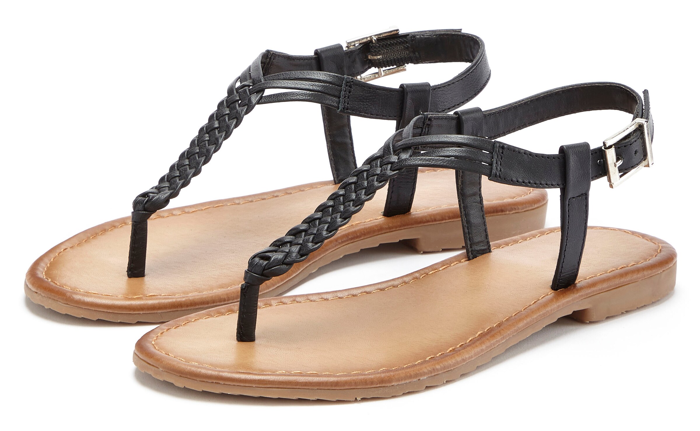 VIVANCE T-Bar Sandals in Black