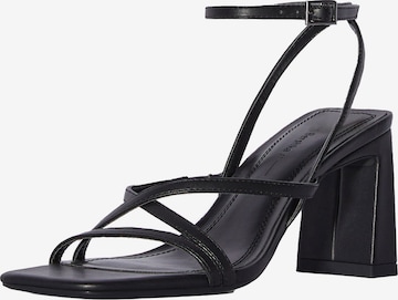 Bershka Strap Sandals in Black: front