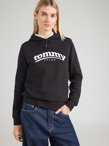 melns Tommy Jeans Sportisks džemperis 'ESS': no priekšpuses