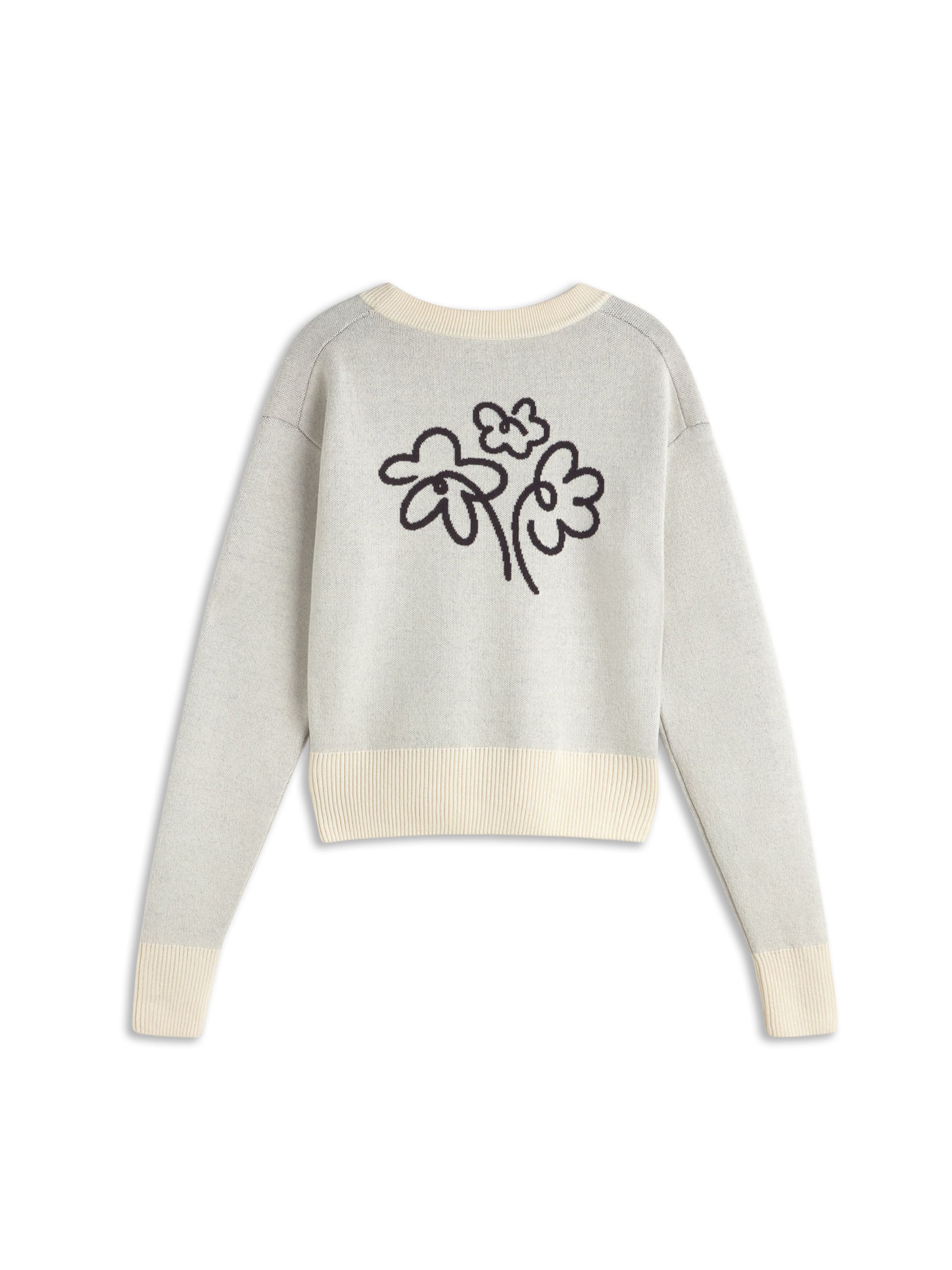 Pulover 'Flower Rope' de la Thinking MU pe alb