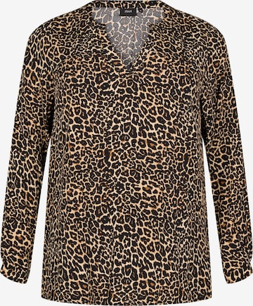 Camicia da donna 'Bella' di Zizzi in marrone: frontale