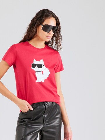raudona Karl Lagerfeld Marškinėliai 'Ikonik 2.0'