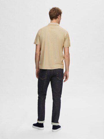 T-Shirt 'Leroy' SELECTED HOMME en beige