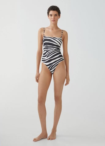 MANGO Bralette Swimsuit 'Safari' in Black