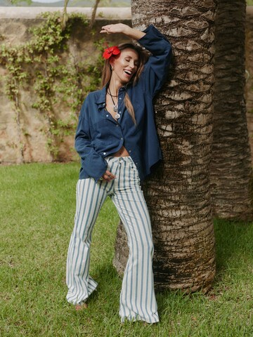Kamila Šikl Flared Jeans 'Striped flared jeans' in Wit