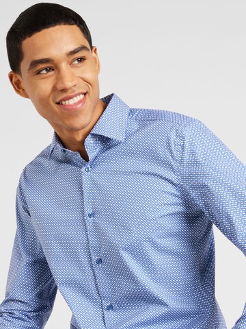 BOSS Slim fit Button Up Shirt 'HANK' in Blue