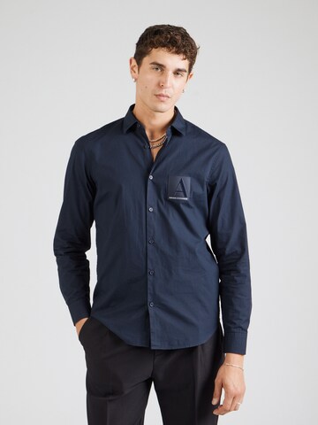 ARMANI EXCHANGE Regular fit Button Up Shirt in Blue: front