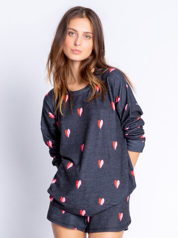 PJ Salvage Slaapshirt ' Double Heart ' in Blauw: voorkant